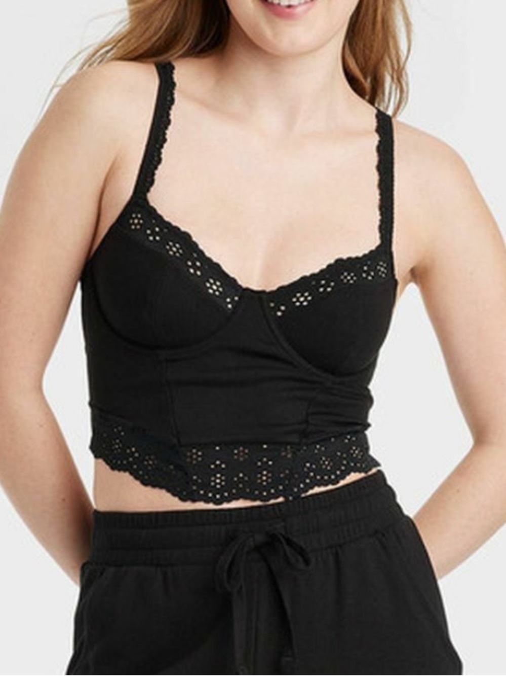NWT Colsie Eyelet Black Corset cropped
Bralette Bra Cami